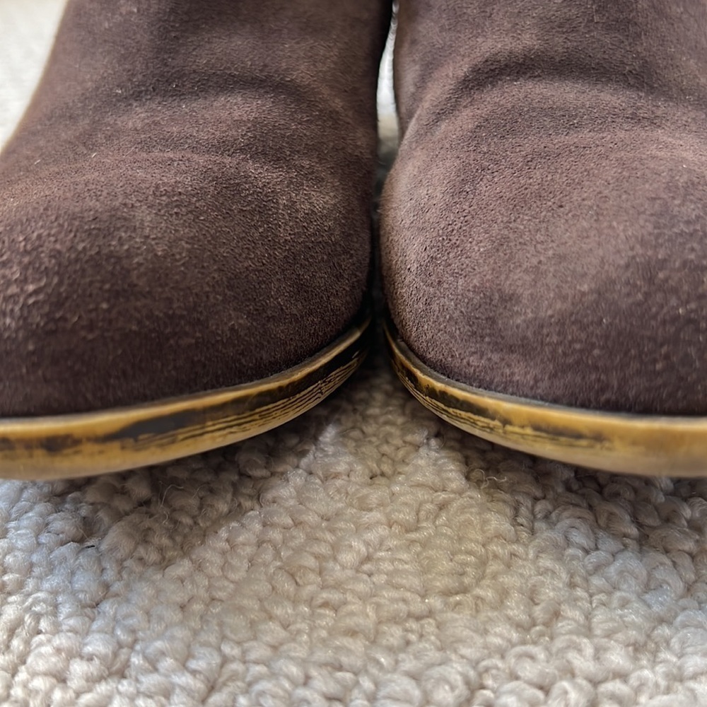LUCKY BRAND Boots Women’s Brown Suede Leather Ankle Booties Size 9.5 - Picture 4 of 9